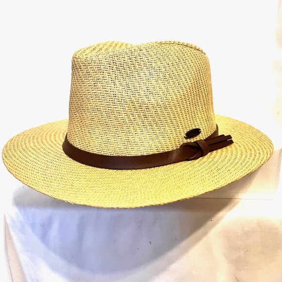 Panama Jack Other - Panama Jack Original Tan Straw Natural Hat-Brown Band-12 1/2' dia.-Inside 6 1/2
